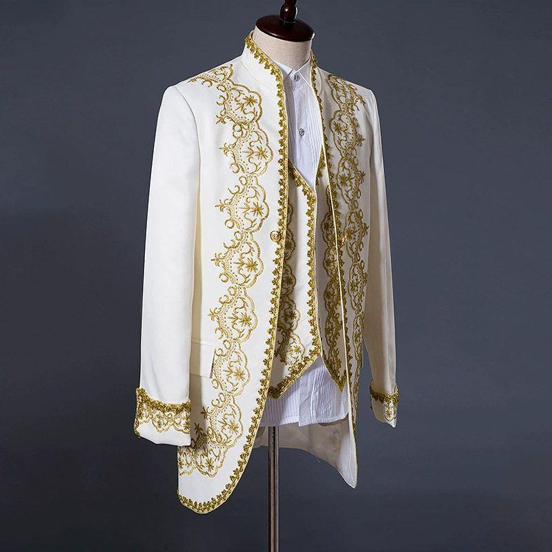 European Court Performance Wear Men's Clothing European-Style Gold-Inlaid Men's Formal Dress Set Slim fit Chorus Clothing Court Dress