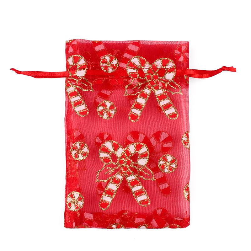 100pcs Christmas Drawstring Gift 10x15 13x18 Cm Printed Pattern Snow Yarn Christmas Yarn Bag Candy Gift Wrap Bag