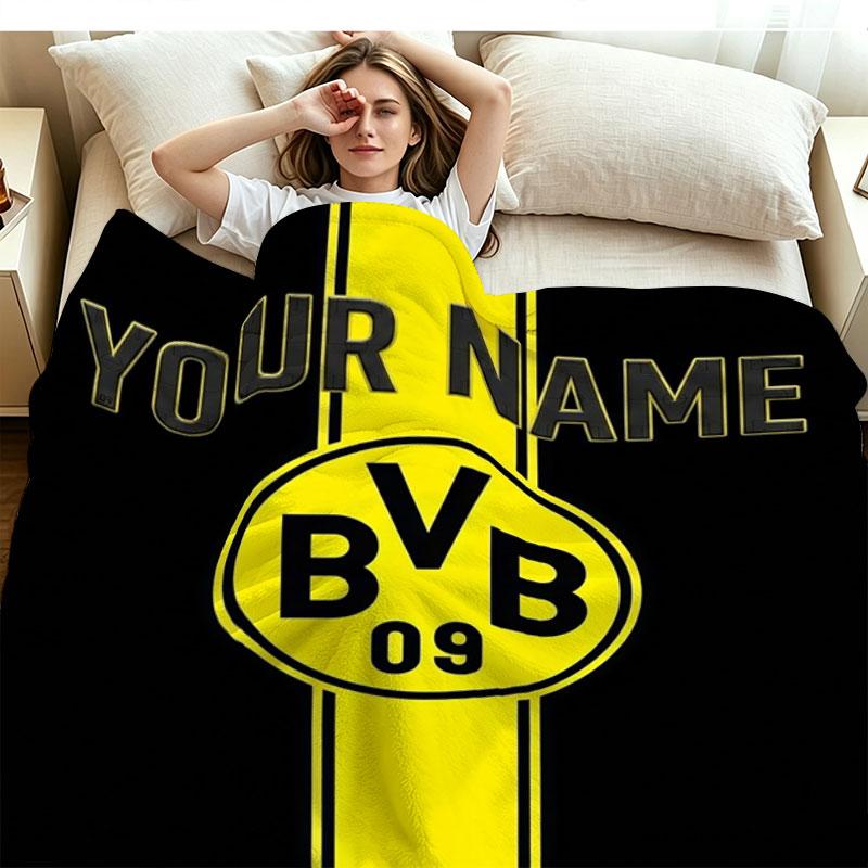 1PC Borussia Custom Name Patterned Flannel Blanket Suitable For All Seasons for Home Decor Warmth and Comfort Gifts Holiday Present