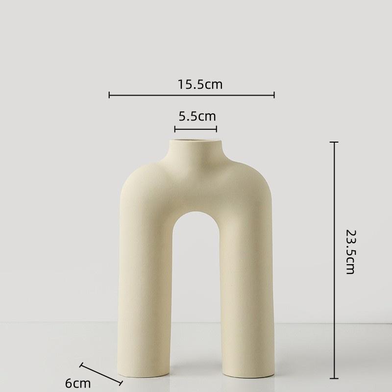 Creative Geometric Pipeline Ceramic Vase Hollowed-out Letters Flower Vase Flower Arrangement Accessories Flowerpot Home Decor