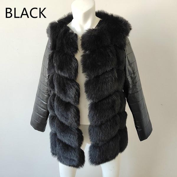 Winter Ladies Fashion Faux Fur Coat Long Coat Large Size Winter Women Thick Faux Fur Coat
