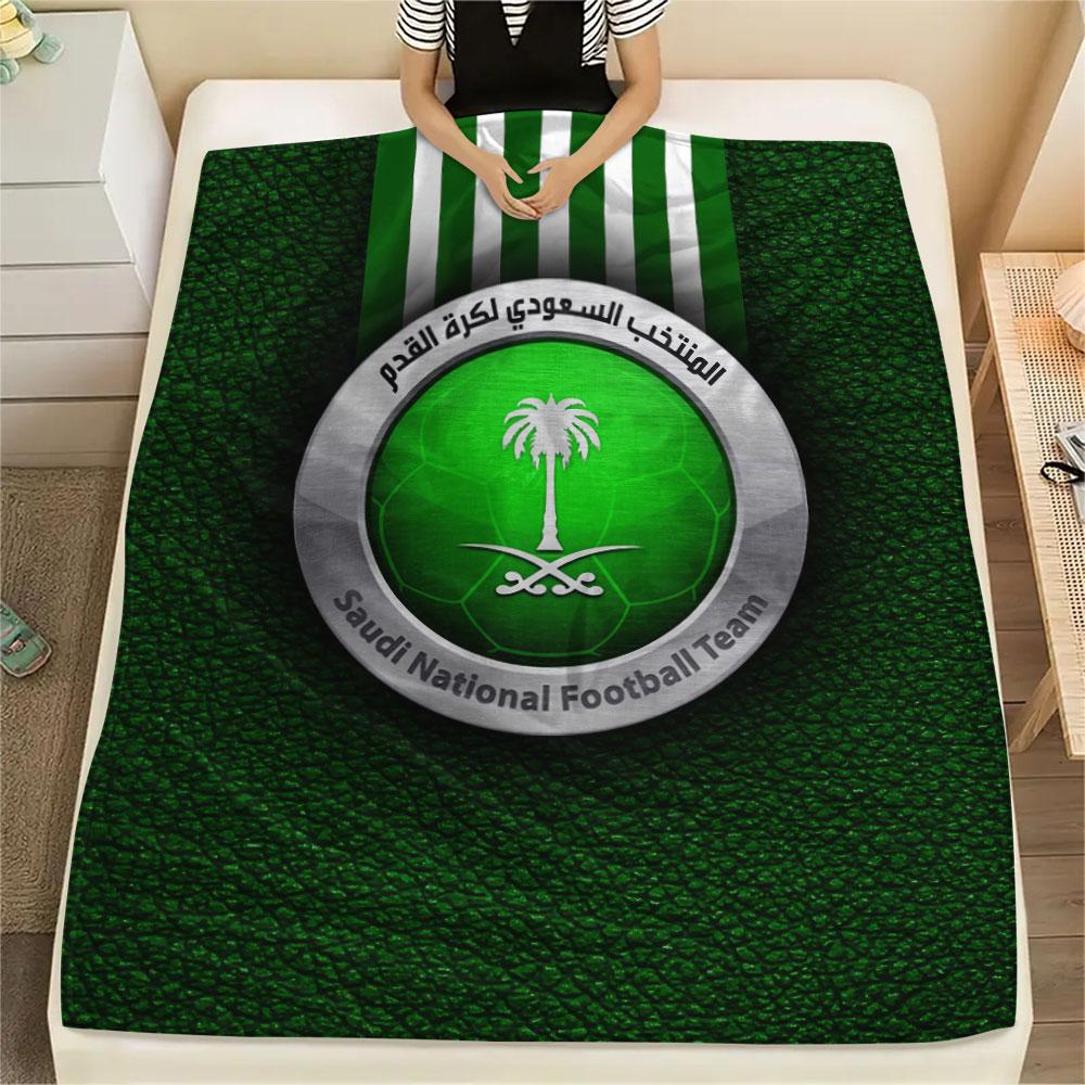 1PC Saudi Senior National Football Team Patterned Flannel Blanket Suitable For All Seasons for Home Decor Warmth and Comfort Gifts Holiday Present