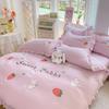 Skin friendly Fashion Embroidery Cute Student Children's Three/Four Piece Set Strawberry Rabbit Bedding