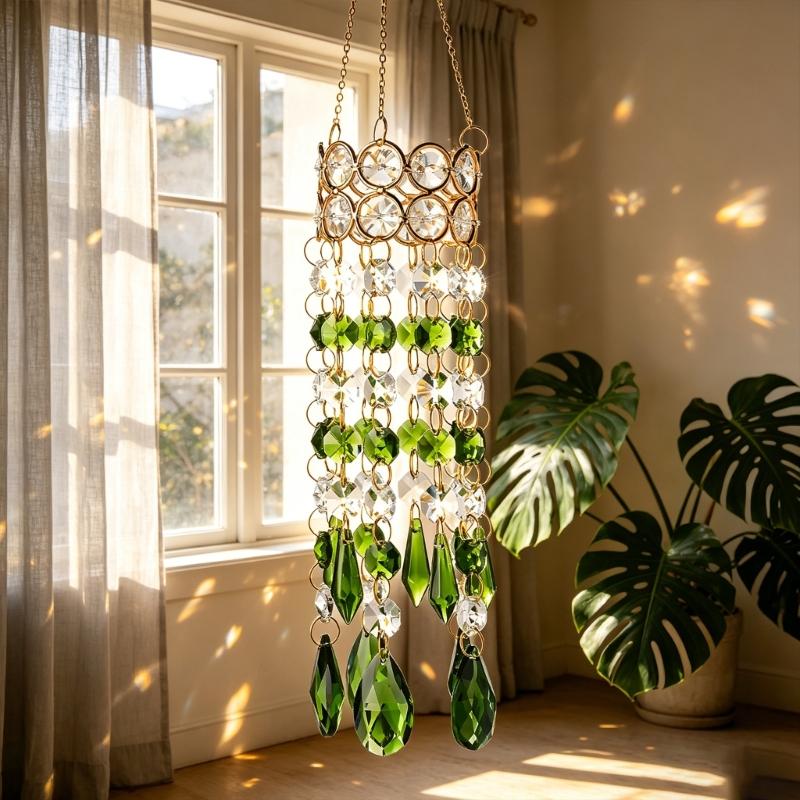 Hanging Crystal Pendants Garden Suncatchers Wind Chimes Rainbows Prisms Crystal Chain for Window Drop Bells