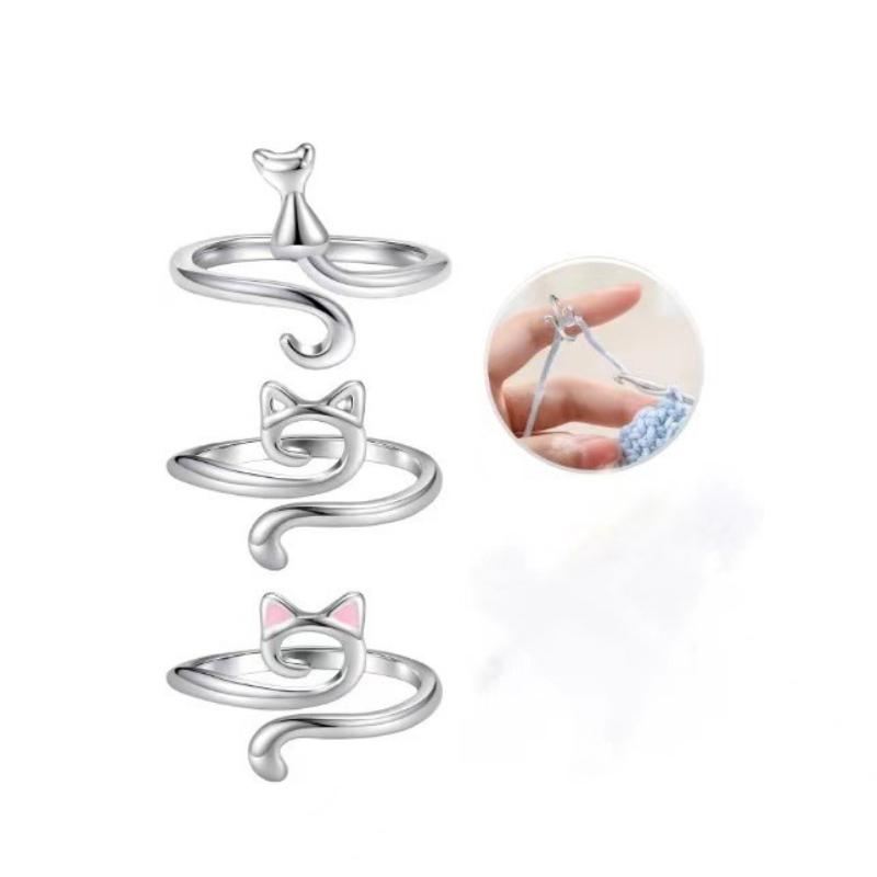 

3Pcs/Set Crochet Loop Ring Thread Ring Crochet Yarn Guide Accessories Ring Wool Crafts срібний