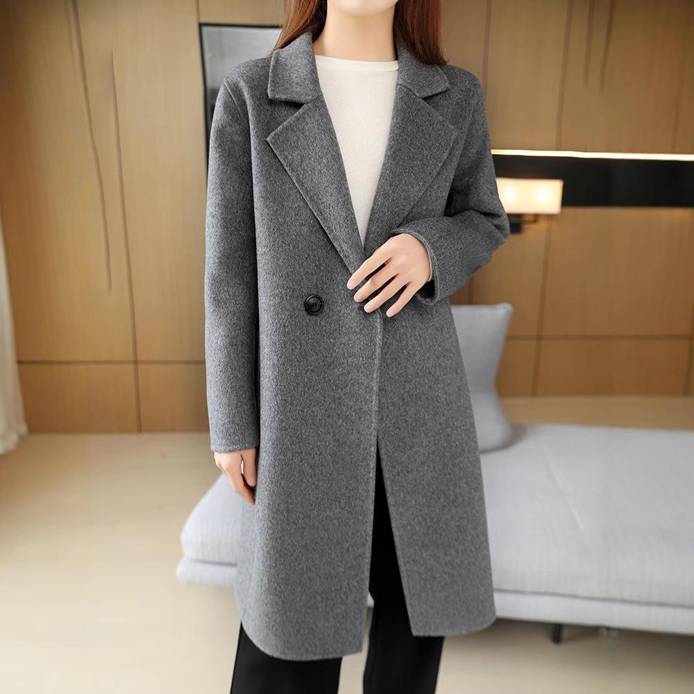 

Women s High-End Long Slim-Fit Wool Overcoat with Suit Collar - 100% Wool, Fashionable for Autumn and Winter. M (105-120 jin)