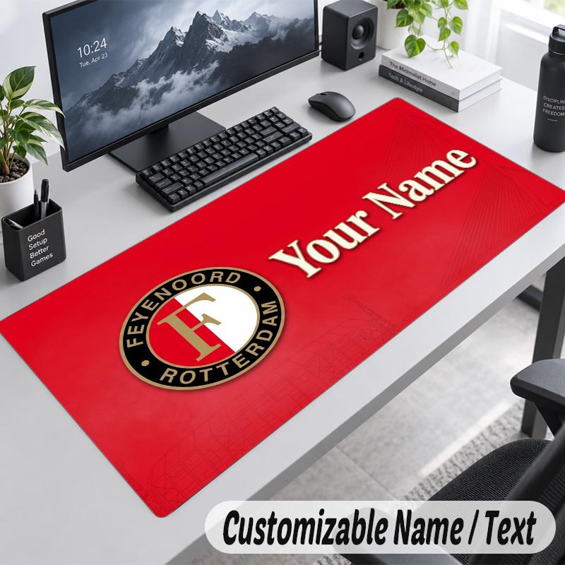 Feyenoord Personalized Large Mouse Pad Custom Name Text Extended Desk Mat Gaming Mousepad