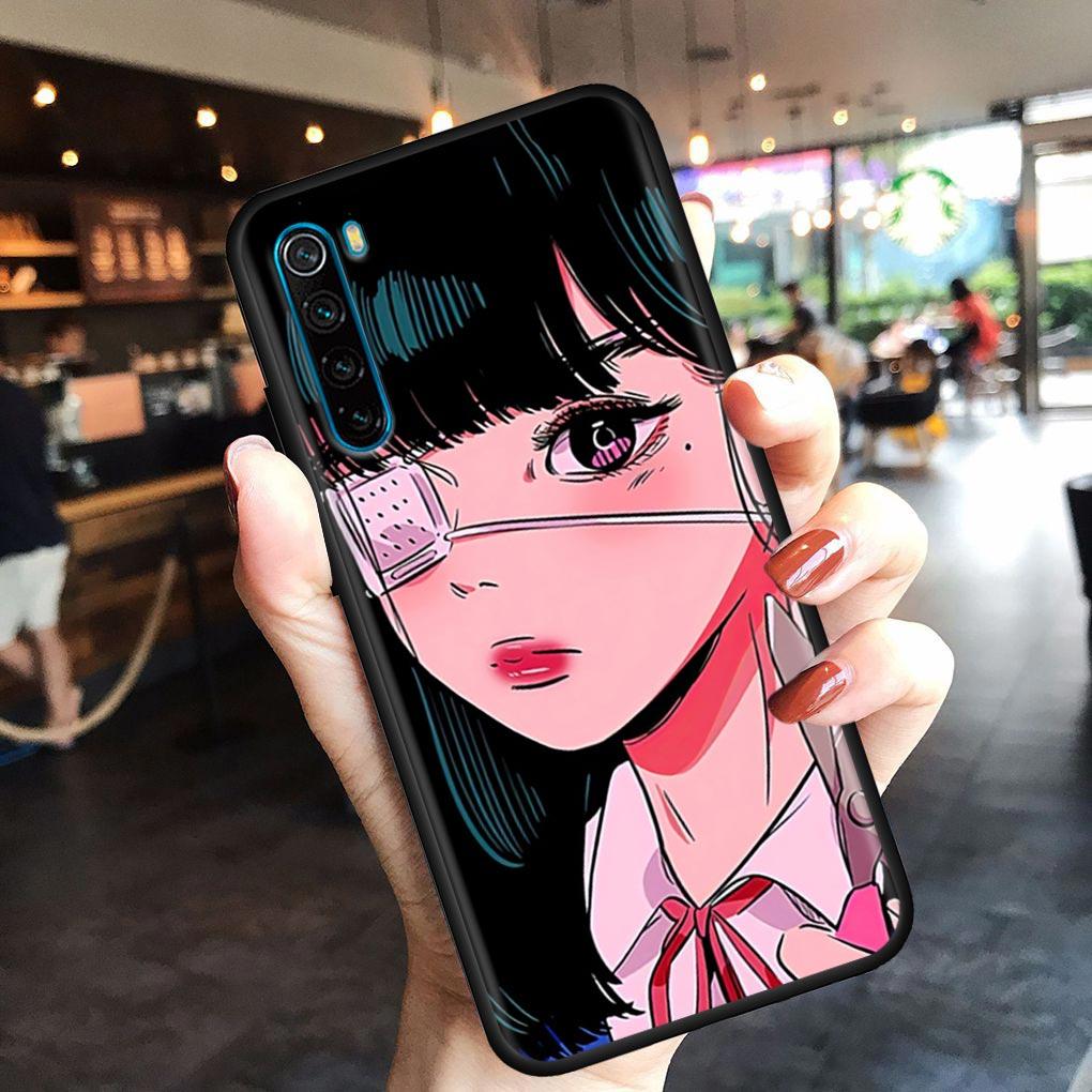 Super Cute Girl Anime Mobile Phone Shell for Redmi Note 10 11 11S 11E 7 8 8T 9 9S 9T Pro Plus 4G 5G Black Soft Case Cover Fundas