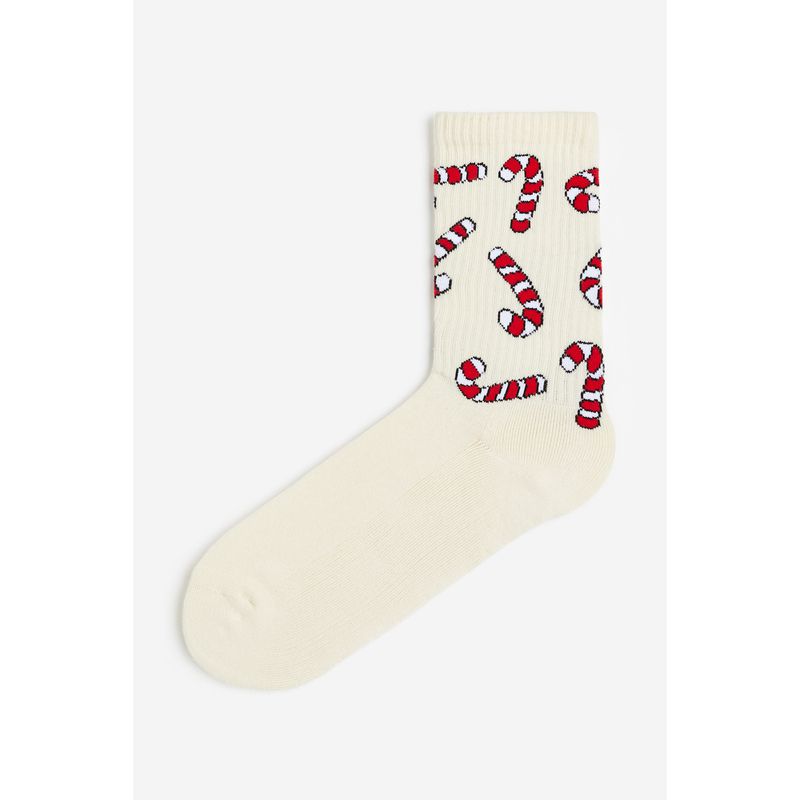 

Мужские носки HM Летние Модные Стильные Веселый Узор Мягкие Клетчатые Дышащие Вязаные Гольфы 0742400 Beige/Candy cane 23-24