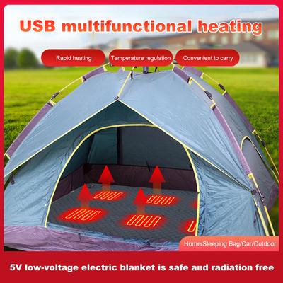 70x59 cali Namiot Kempingowy Podgrzewany Śpiwór Mata Outdoor Koc Elektryczny USB 6 Stref Grzewczych Poduszka Grzewcza na Zimowe Podróże