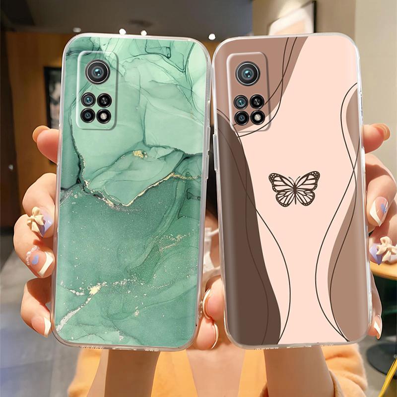 For Xiaomi Mi 10T Pro Case Butterfly Ultra Thin Liquid Silicone Phone Back Cover For Xiaomi Mi 10T Pro Mi10T 10TLite Soft Shell