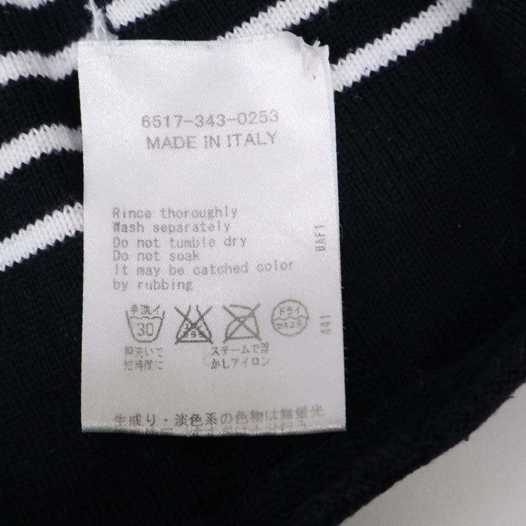 YURI+PARK [Good Condition] 6517-343-0253 Stripe V-neck Knit Sweater/ Tops *There Is No Size Notation. Navy / WhiteUsed