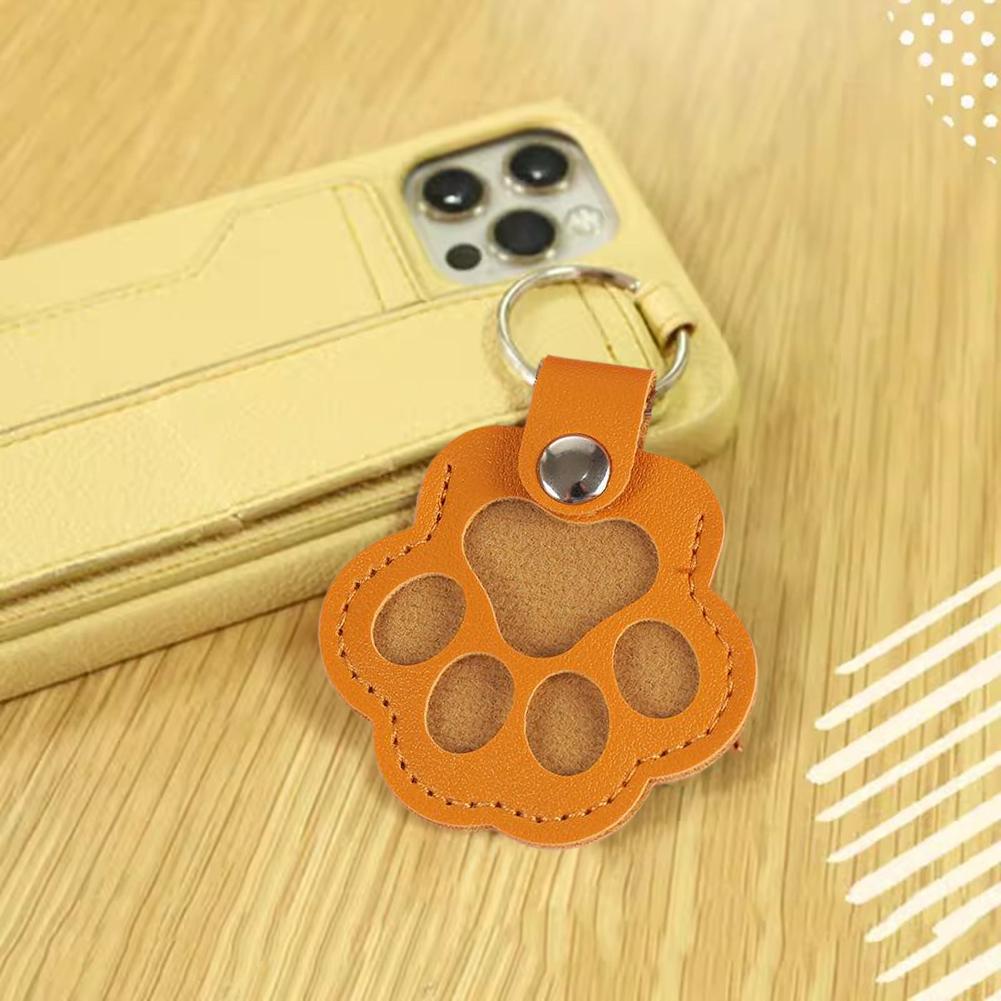 Pet Hair Keepsake Keychain PU Pet Keychains Hair Collector Cute Paw-Shaped Memorial Charm for Men Girls Wallet Women Mobile