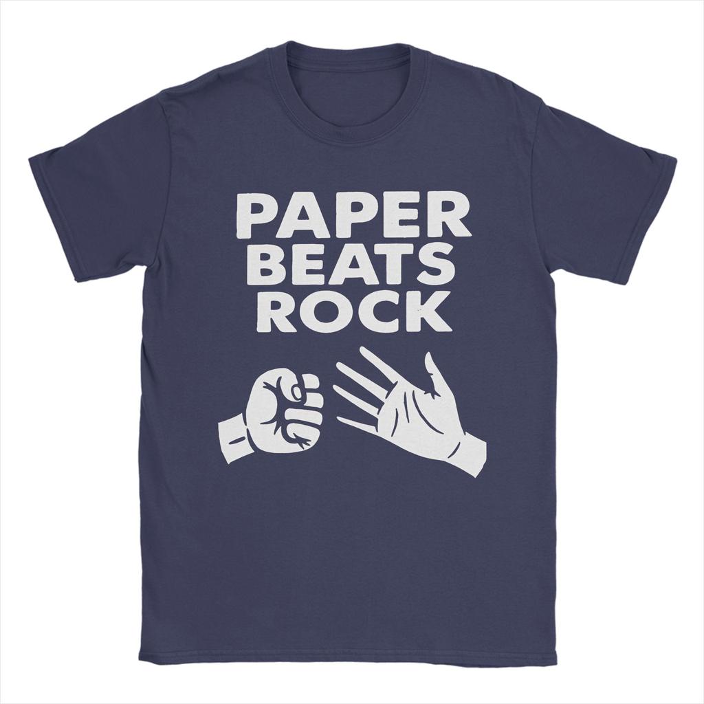 Paper Beats Rock TShirts for Men Crew Neck Pure Cotton T Shirt Rock Paper Scissors Short Sleeve Tee Shirt Big Size Clothing