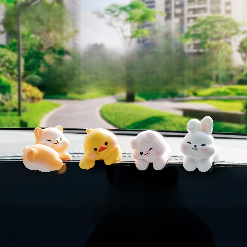 2Pcs Cute Cartoon Mini Small Animals Car Dashboard Accessories Funny Car Interior Ornaments Car Display Screen Decorations Gifts
