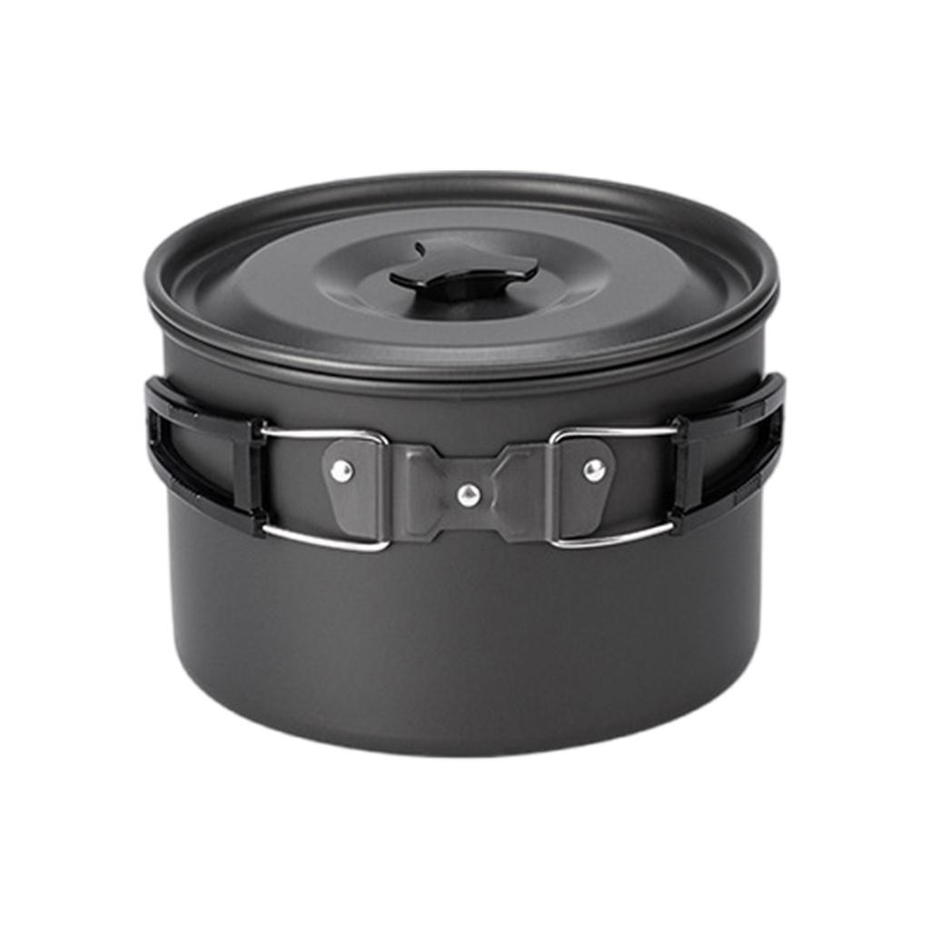 Aluminum Alloy Camping Cook Pots Outdoor Camping Cookware with Lid and Folding Handle Portable Cooking Pots Cookware