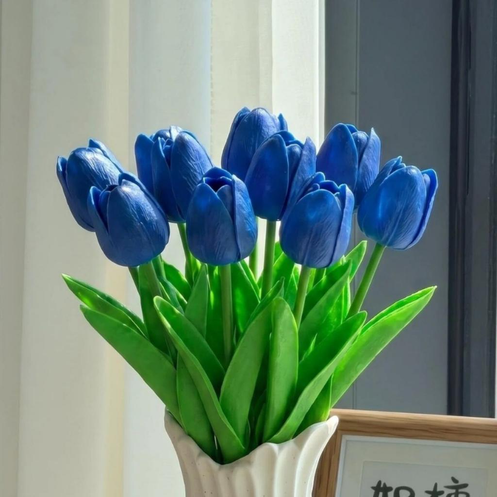 10Pcs Tulip Flowers Artificial Tulip Bouquet PE Foam Fake Flower for Wedding Ceremony Decor Home Garden Bouquet Decoration
