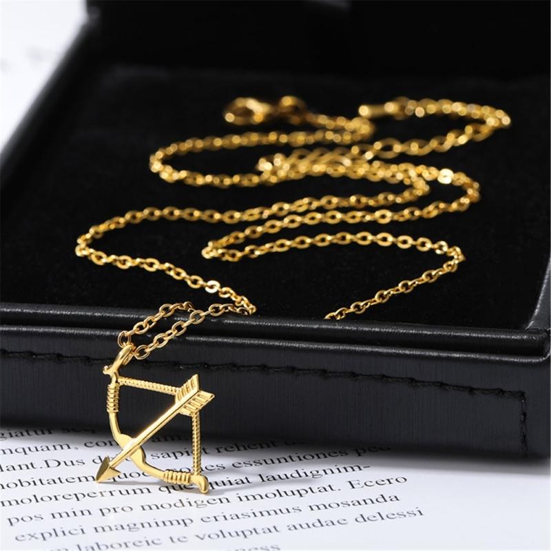 Fashionable Archery Pendant Necklace Handmade Bow and Arrows Neckchain Gothic Clavicle Chain for Women Girls Choker