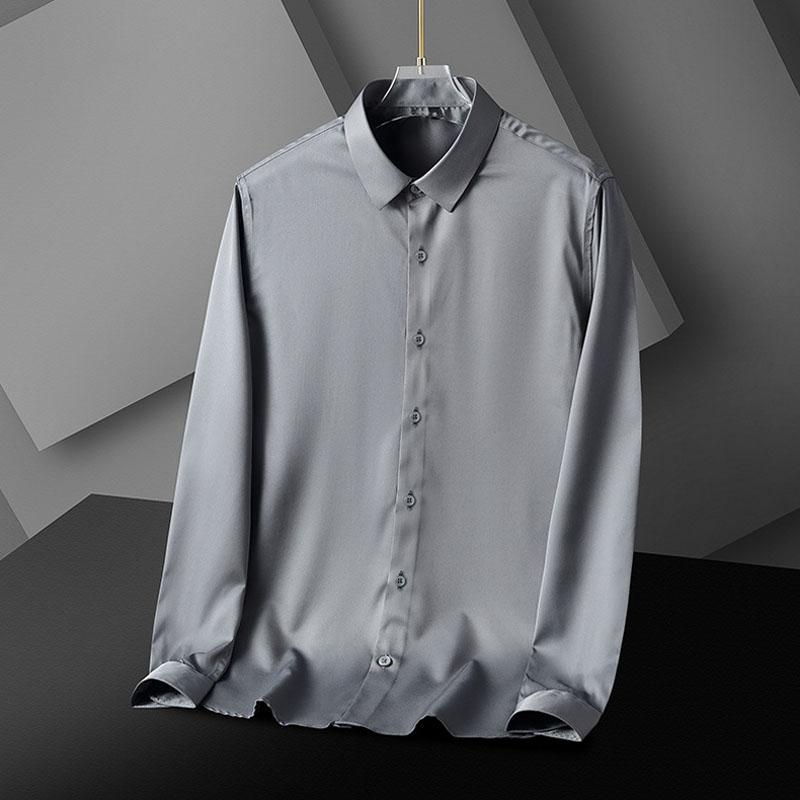 Hedvábná trička Stretch Cardigan Top s dlouhým rukávem Jednobarevné Pánské Košile Knoflík Péřové košile Běžné Muži Oblečení