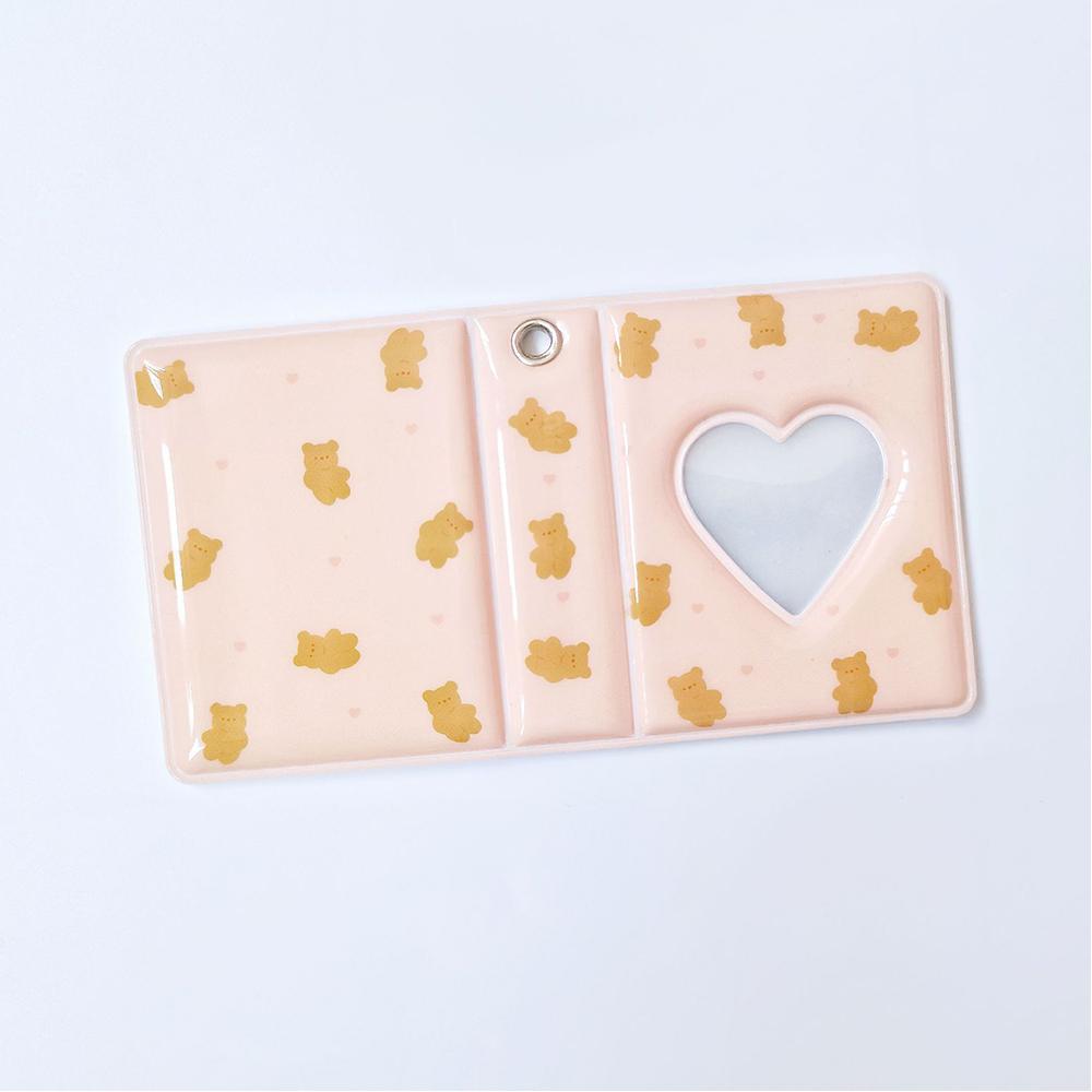 

2 Inch Mini Photo Album Cartoon Bear Printing Photocard Holder Heart Hollow Out Idol Collection Book 16 Slots Star Chasing Album