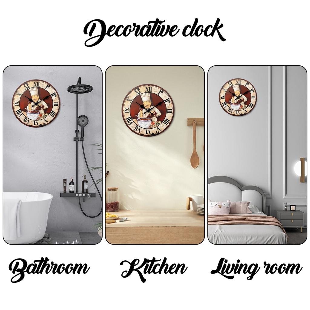High-Quality Vintage Italian High-Quality Chef High-Quality Cooking High-Quality Pattern High-Quality Wooden High-Quality Wall High-Quality Clock