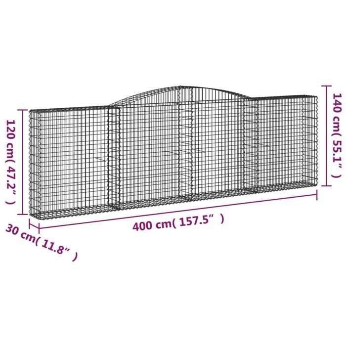 VidaXL 3x Paniers à Gabions Arqués Cages à Gabions Arquées Murs de Gabion Barrières de Jardin Terrasse Extérieur 3146880