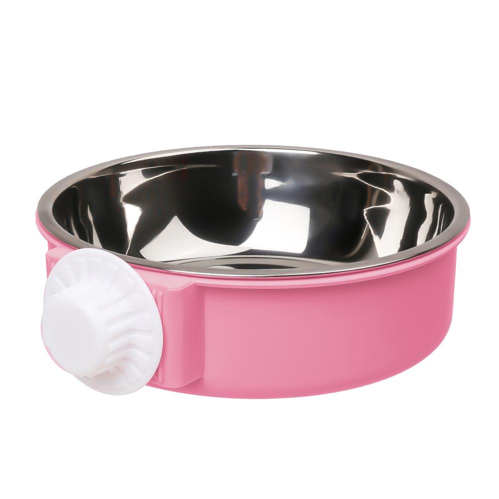 Pet Feeding Bowl Candy Colored Stainless Steel Dog Bowl Can Be Fixed On The Cage Hanging Non-Slip Cats Dogs Food Bowls