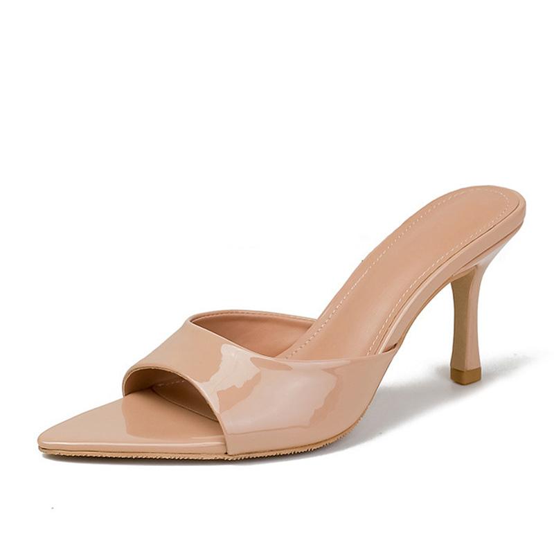 Fashion Liyke Summer New Brand Women Slippers Fashion Pointed Toe Slip On Slides Ladies Elegant Thin High Heels Party Dress Shoes Sandal