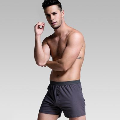 Men Boxer Underwear Mid-rise Elastic Waistband Front Button Decor U-Convex Shorts Panties Comfortable Sleepwear Daily Wear