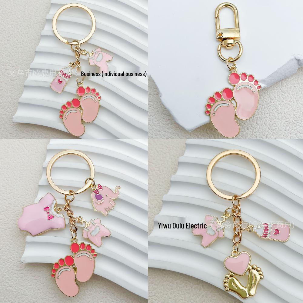 Baby Foot Pendant Keychain: Mix and Match Baby Clothes & Bottle Charms for Boys & Girls