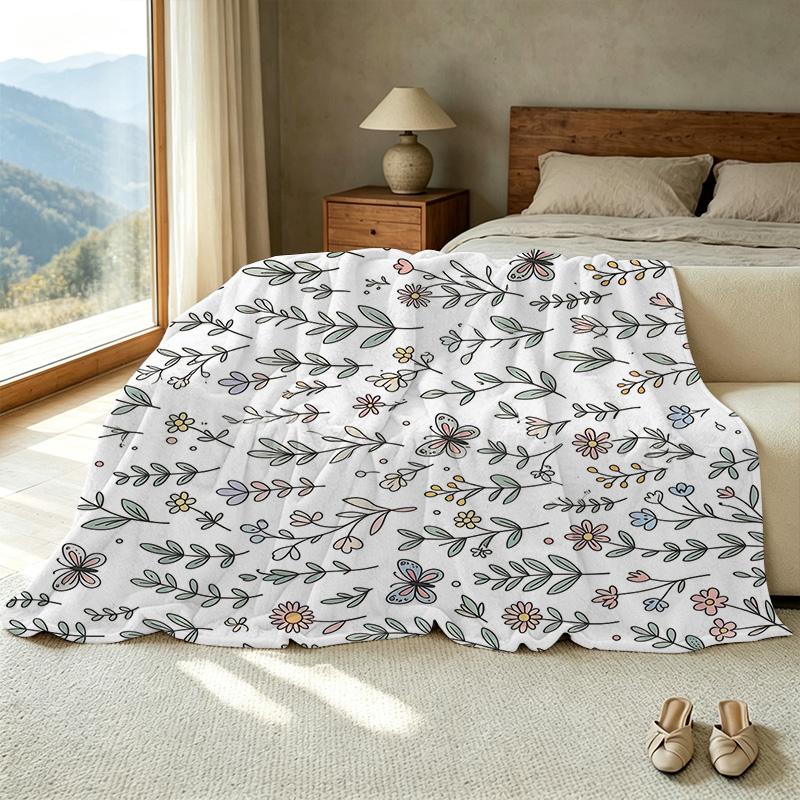 Thick Floral Flannel Blanket Soft, Warm & Cozy, Ideal for Home, Guest Room, Single Use, Christmas & Halloween