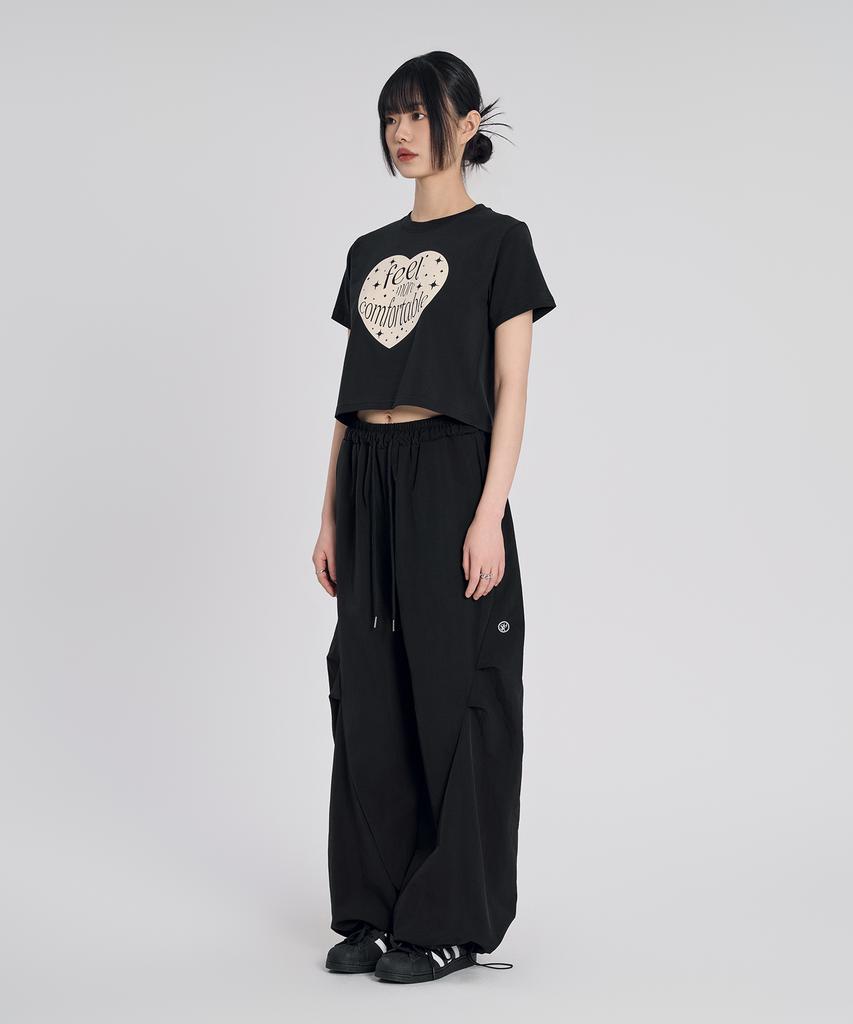 SLOW RECORD HOUSE Parachute Flare Pants_Black