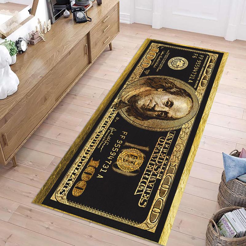 Money Dollar Bill Hallway Rug Runner Carpet Mat US Currency Pattern Home Decoration Floor Rugs for Living Room Bedroom Office