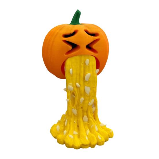Halloween Puke Pumpkin Figurine Hilarious 3D Printed Vomiting Pumpkin Statue for Halloween Tabletop Bookshelf Decor