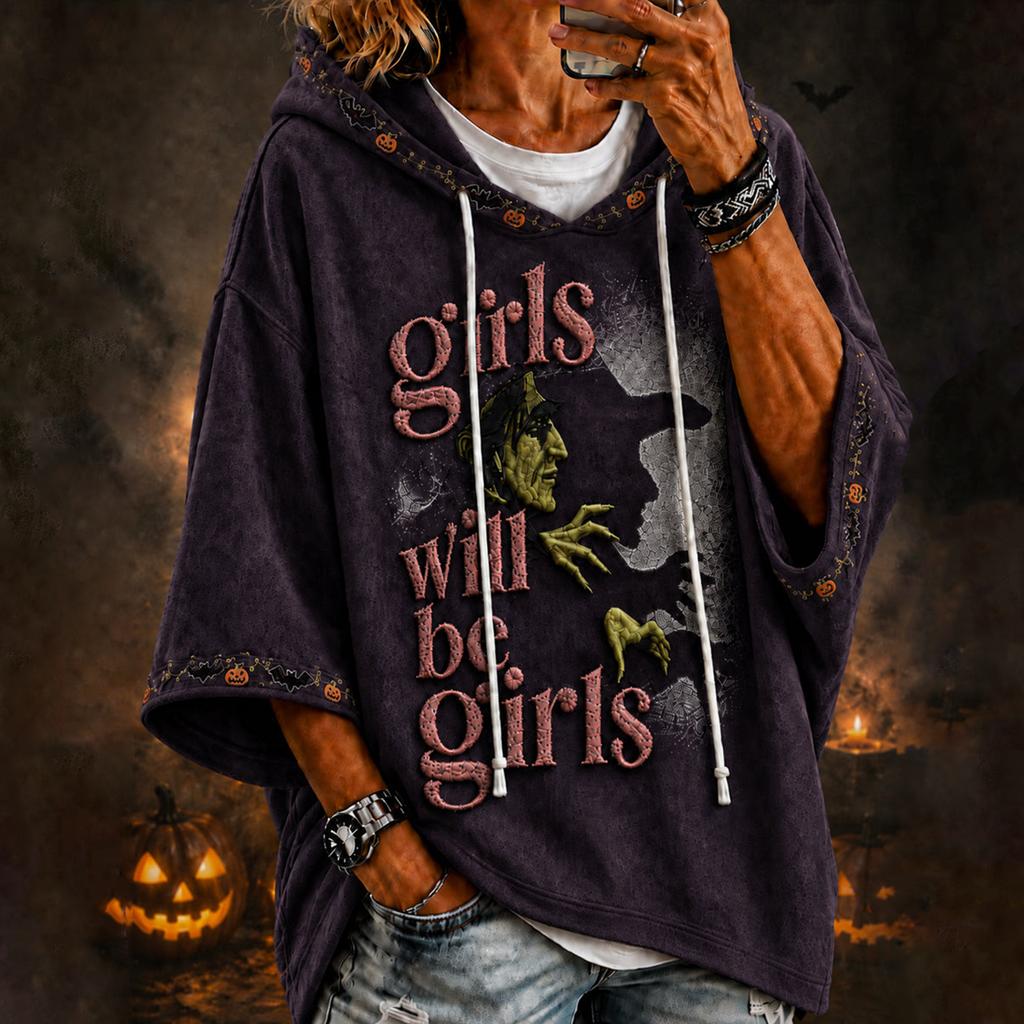 Damen Halloween Print Hoodie Oversized Lässiges Langarm-Oberteil