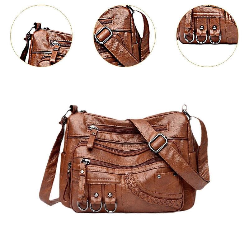 Women Shoulder Bag Soft PU Leather Crossbody Bag Pouch for Gifts Summer Work Brown