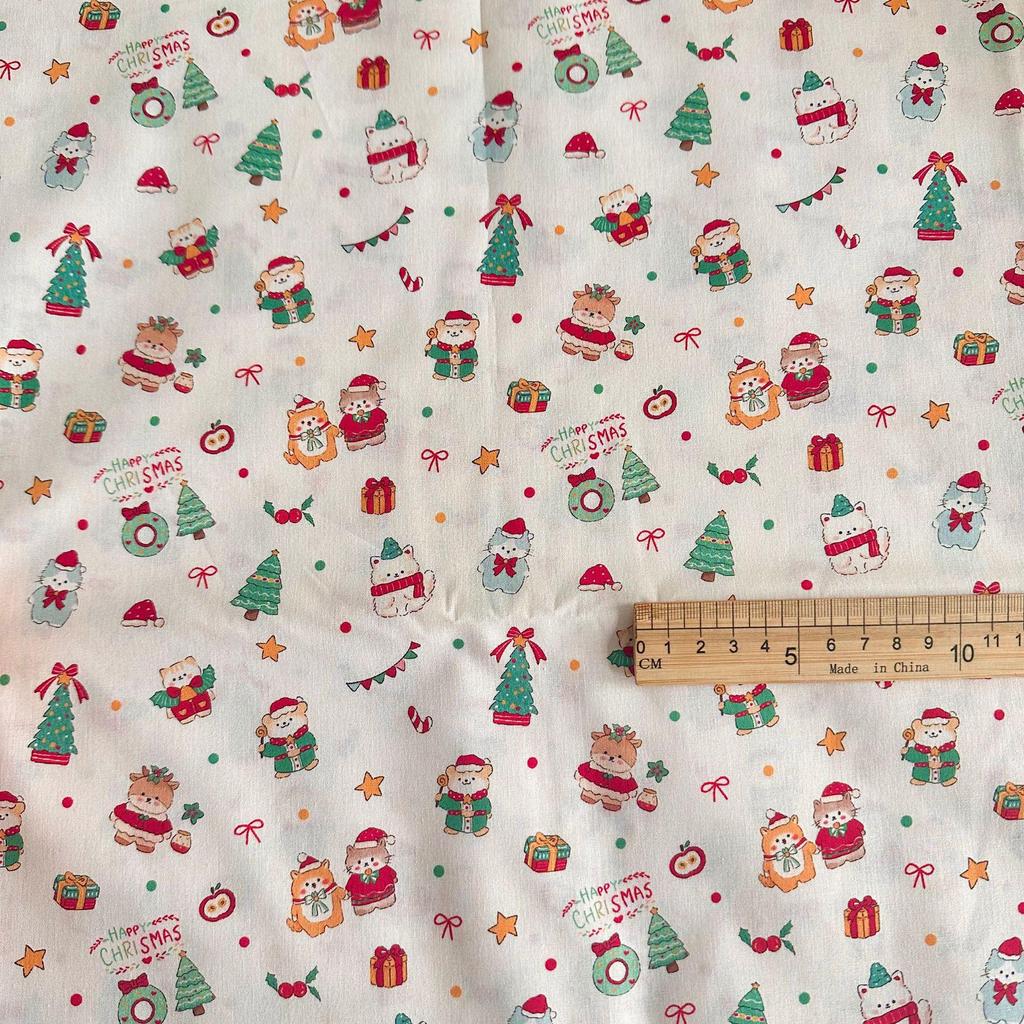 100% Хлопок Рождественский Котенок Пэчворк Ткань для Женской и Детской Домашней Одежды DIY