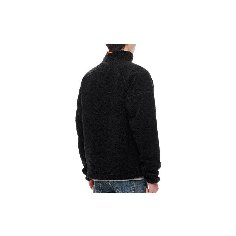 Adidas Solid Color Logo Embroidery Zip-Up Fleece Jacket Men Jackets Black FR5284