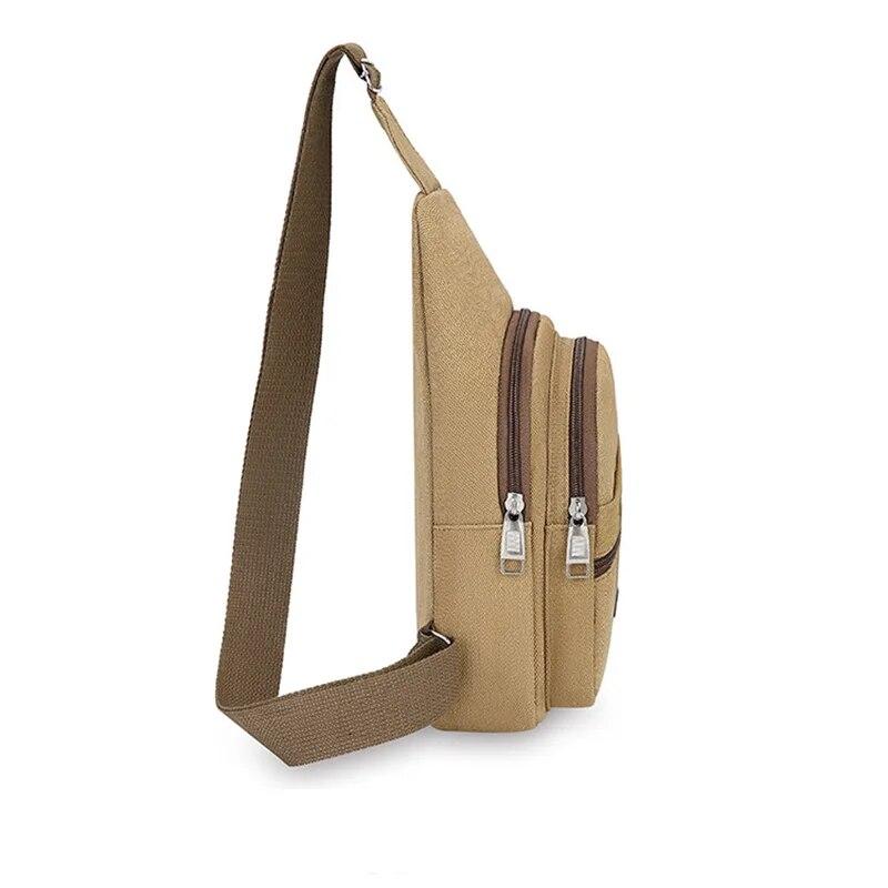 Rilibegan Men's Minimalist Canvas Chest Bag European and American Retro One Shoulder Crossbody Bag