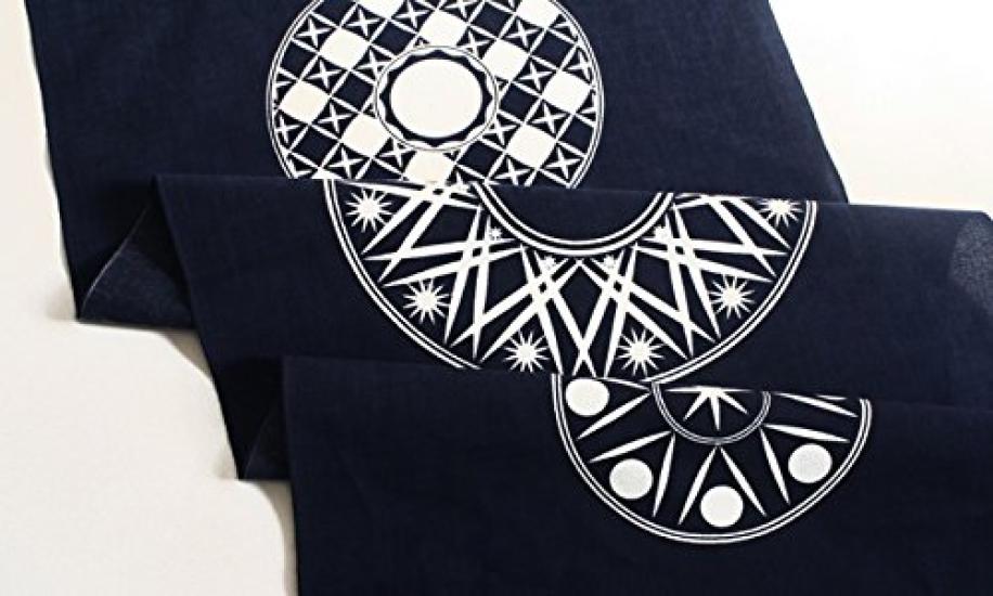 Dyeing Anbo Hand Towel Edge Authentic Dyed Cotton Tokuoka Made in Japan 35cm x 100cm "Circle Kiriko" 100%