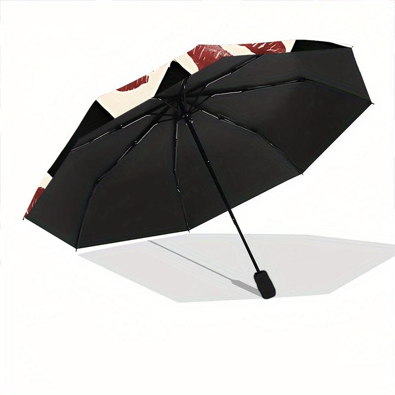 1pc Lips Chessboard Automatic Open/close, Heavy-Duty Iron Frame & 8-Rib Structure, Compact Folding Umbrella for Women/Men, All-Season Travel, Hallowee