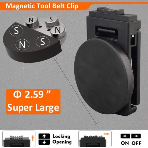 MUTUACTOR Tool Cover Belt Clip, Heavy-Duty Magnetic Tool Clip for Belts, Non-Slip Strong Magnetic Clip Tool Accessories for Hammers, Drivers, Adjustab