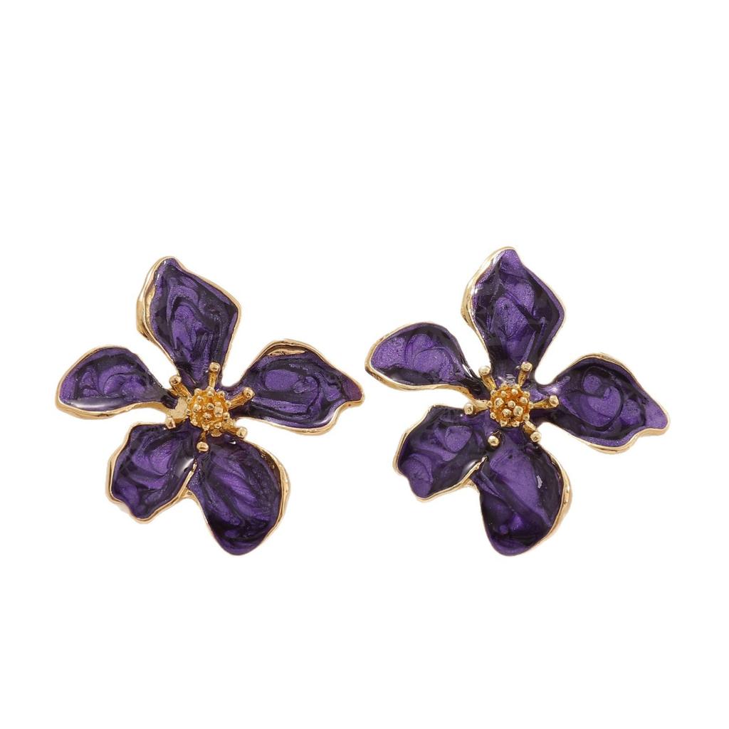 1111 European and American popular oil dripping flower earrings atmospheric high-end temperament simple earrings earrings