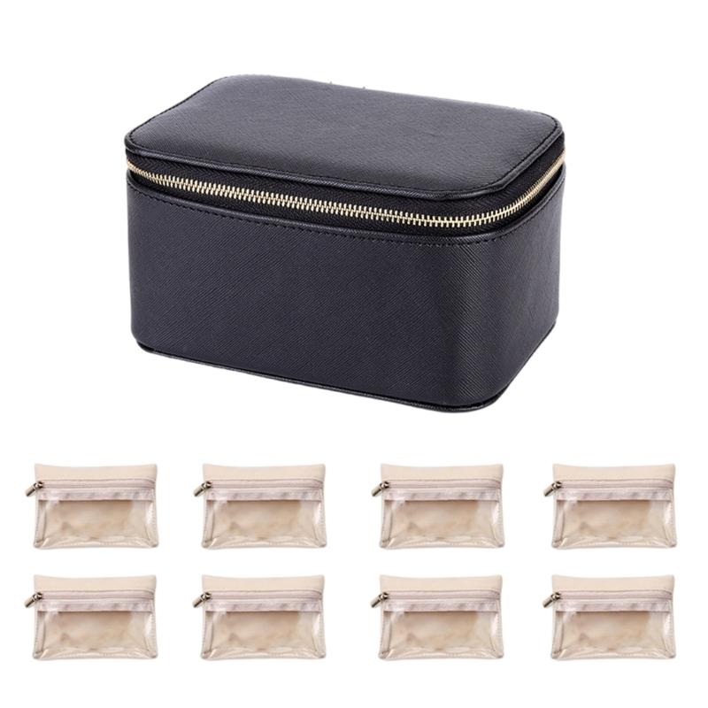 PU Leather Jewelry Organizers Case Multipurpose Jewelry Case with 8 Pockets for Sorting PU Organizers for Daily Use