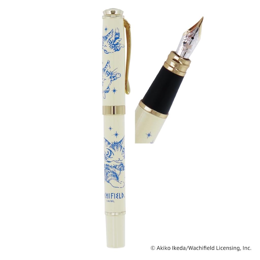 Wachifield Dayan the Cat Fountain Pen with Cartridge and Ink Fine Nib eHONTOMO Nippon Shuppan Hanbai IP909898 (Ivory) Converter. Color Blue-Black.