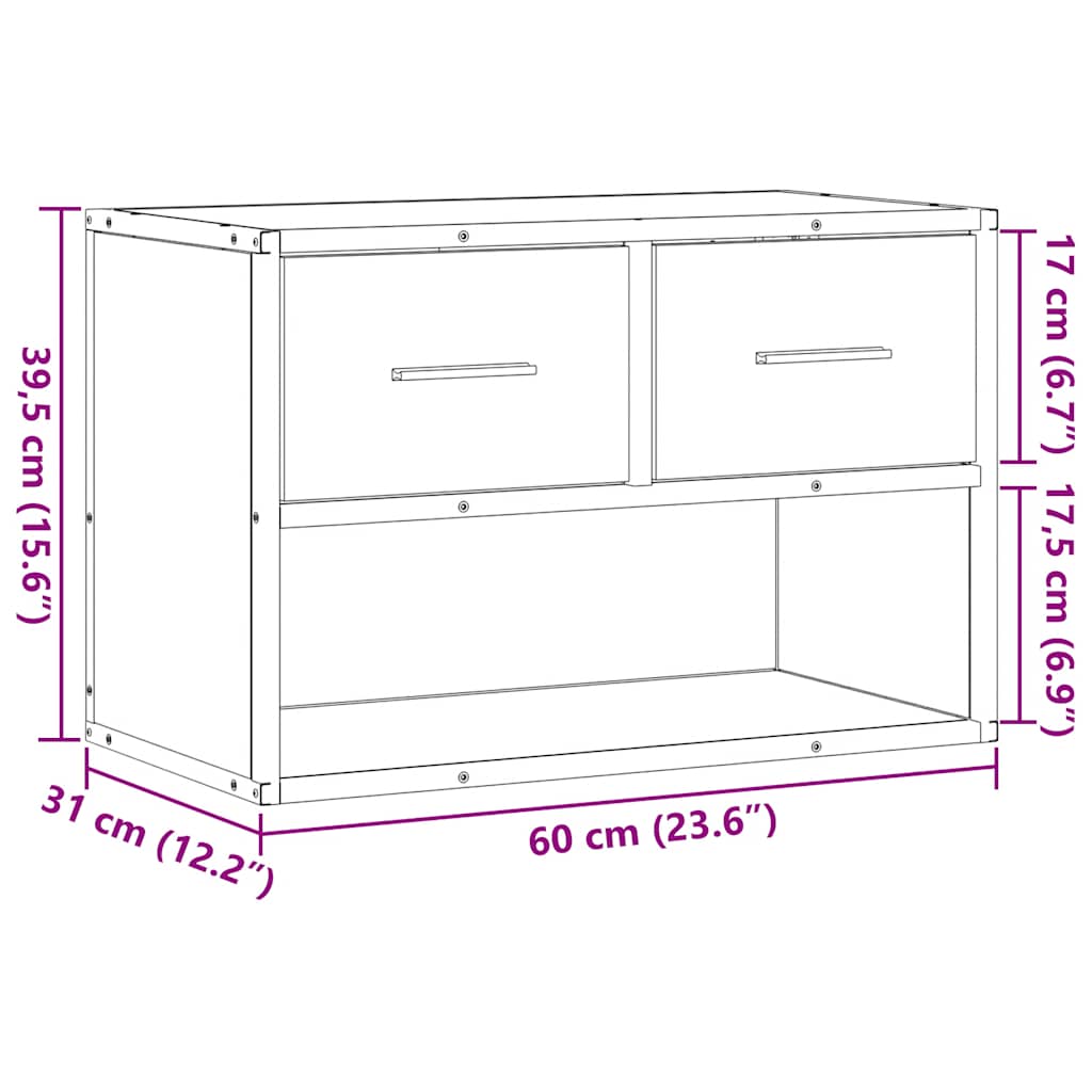 TV Stand Black 60 x 31 x 39.5 cm Particleboard and Metal