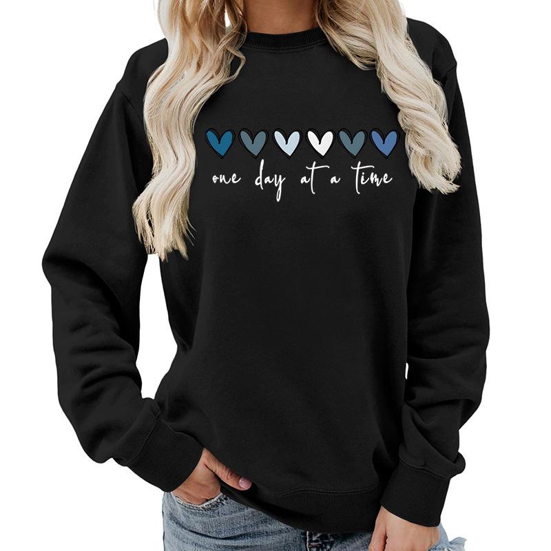 Women's Crew Neck Long Sleeve Loose Fit Sweatshirts Casual Letter Print Pullover Tops