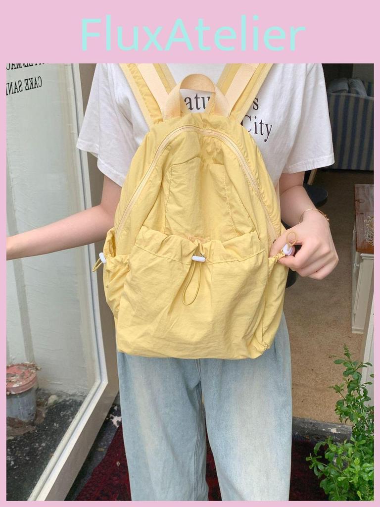Korean Style Large Capacity Nylon Backpack With Puffed Design For Commuting
