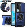 KEYSION Magnetic Phone Case for VIVO V29 5G Slide Camera Lens Protection Upright Kickstand 360°Ring Shockproof Back Cover