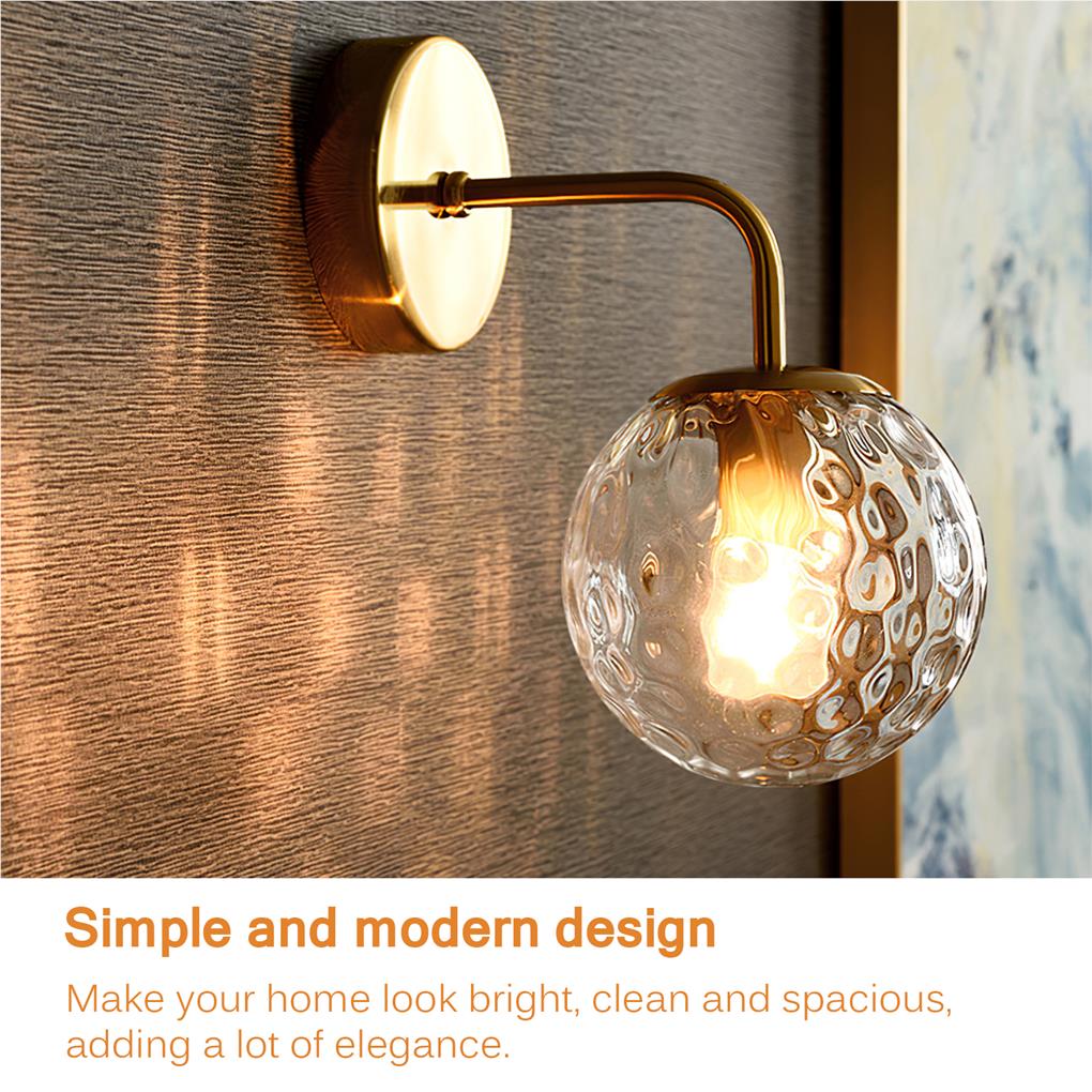 Wall Light Golden Glass Ball Lamp Clear Metal Base Fixtures Home Decoration Bedroom Kitchen Corridor Dining Room Accessories